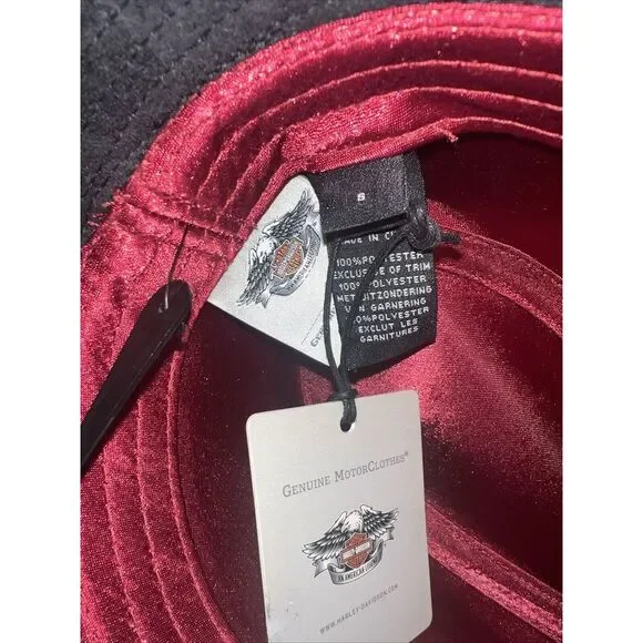 Harley Davidson Black Fedora W/ Sequin Size S 2012 Suede Look‎ NWT